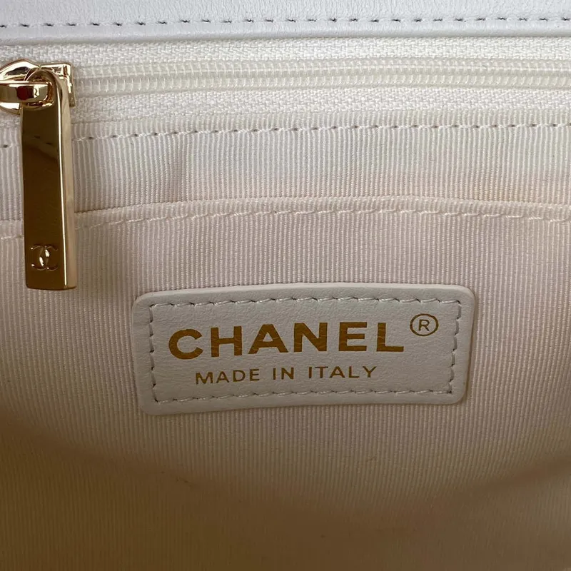 Chanel AS3331 Small Flap 19cm Bag White Lambskin Gold