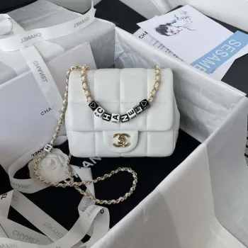 Chanel AS3330 Mini Flap 17cm Bag White Lambskin
