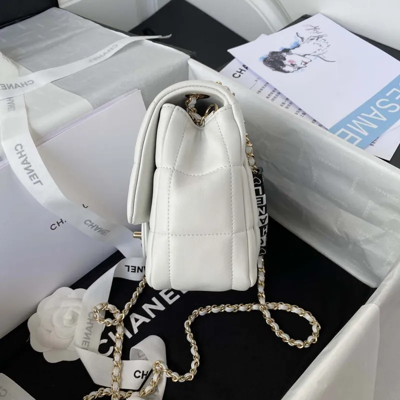 Chanel AS3330 Mini Flap 17cm Bag White Lambskin