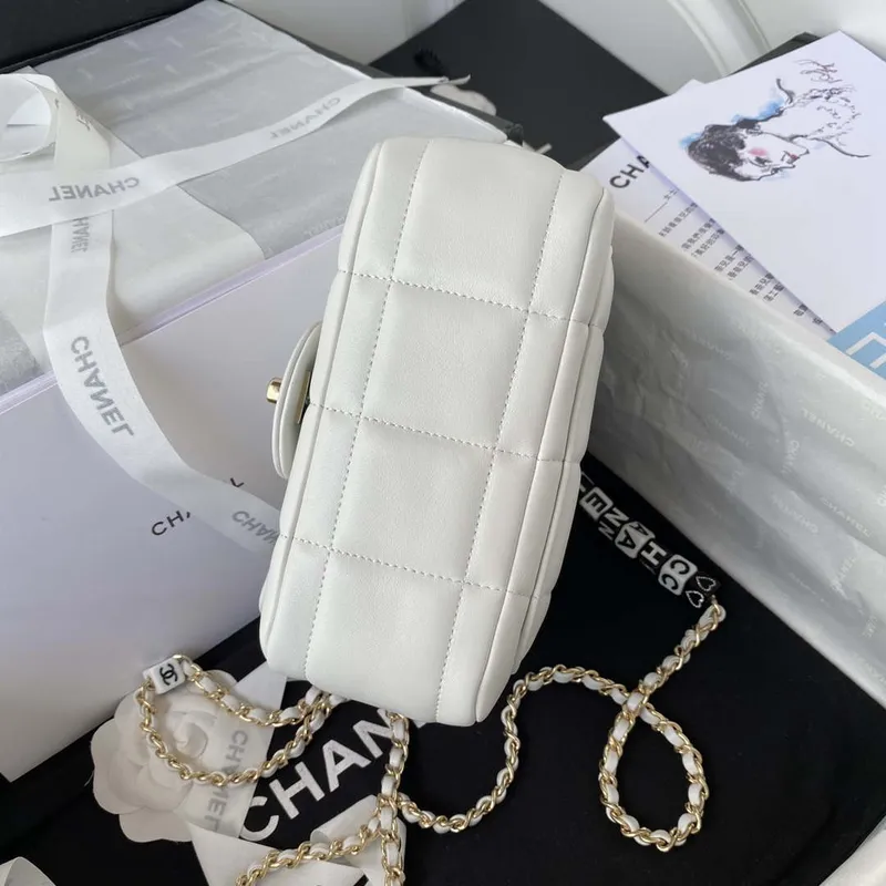 Chanel AS3330 Mini Flap 17cm Bag White Lambskin