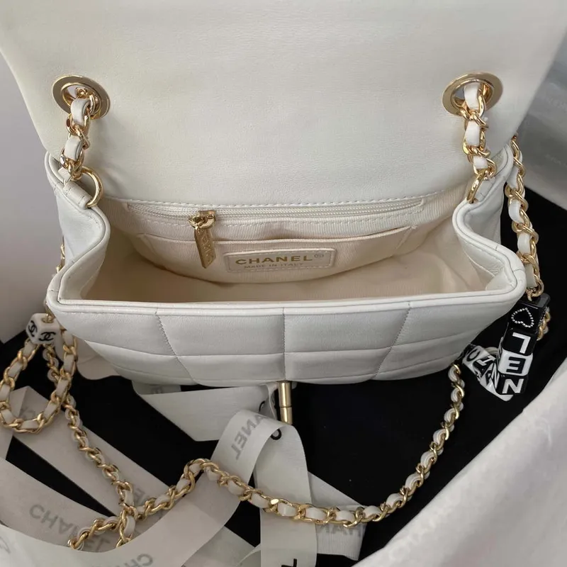 Chanel AS3330 Mini Flap 17cm Bag White Lambskin