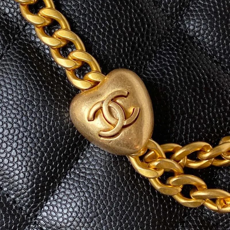 Chanel AS3830 Small Hobo Handbag Black Calfskin Gold
