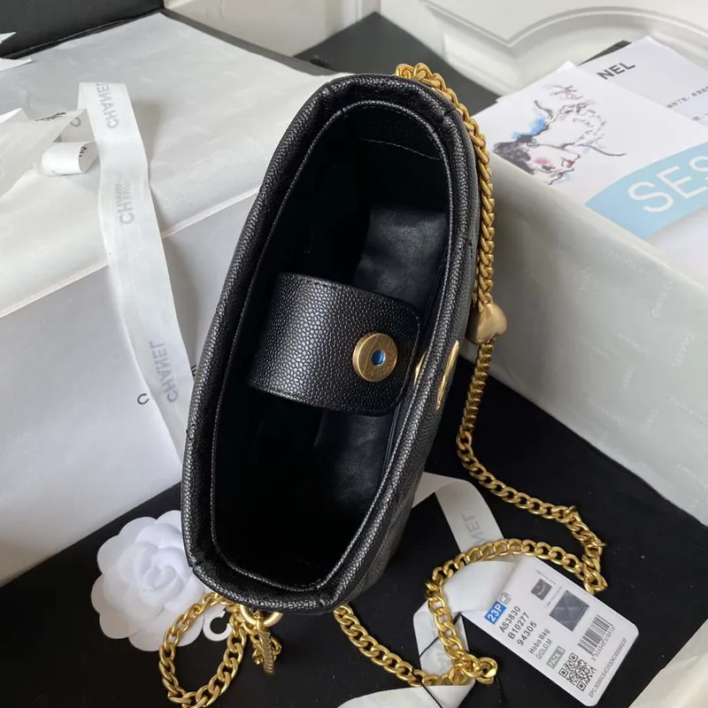 Chanel AS3830 Small Hobo Handbag Black Calfskin Gold