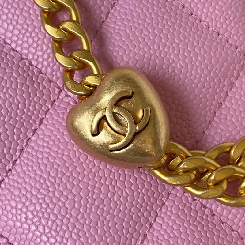 Chanel AS3830 Small Hobo Handbag Pink Calfskin Gold