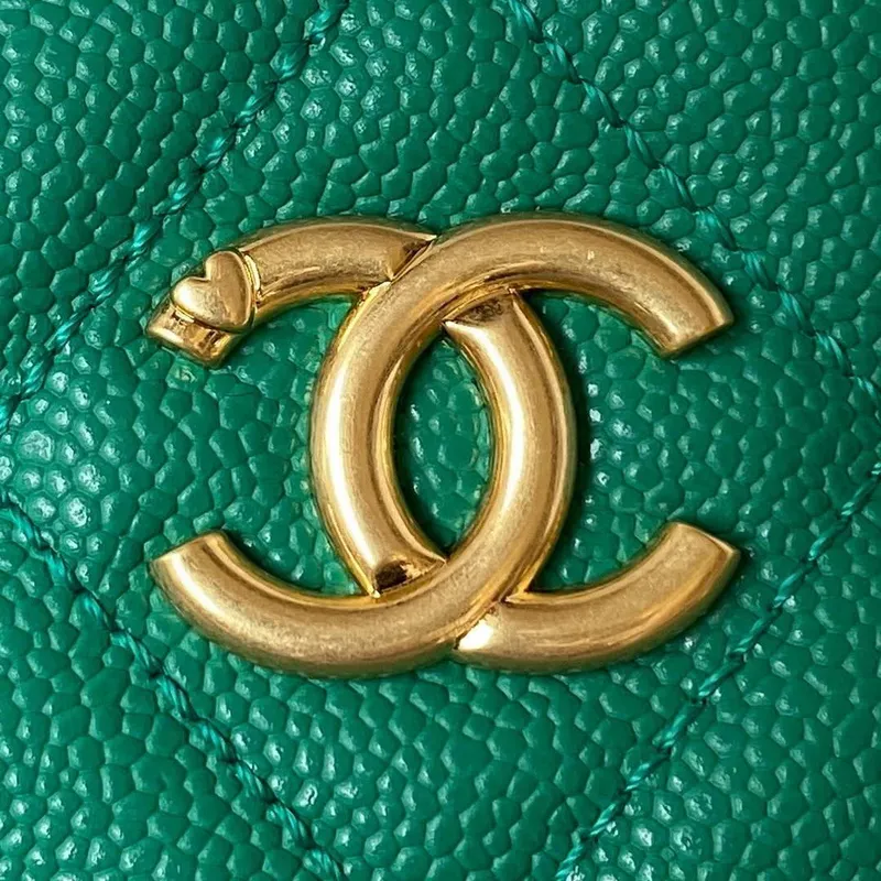 Chanel AS3830 Small Hobo Handbag Green Calfskin Gold
