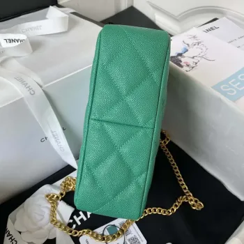 Chanel AS3830 Small Hobo Handbag Green Calfskin Gold