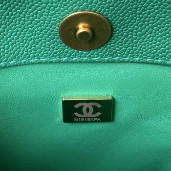 Chanel AS3830 Small Hobo Handbag Green Calfskin Gold