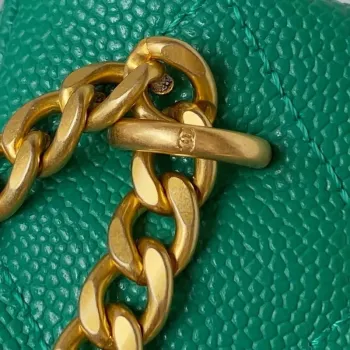 Chanel AS3830 Small Hobo Handbag Green Calfskin Gold