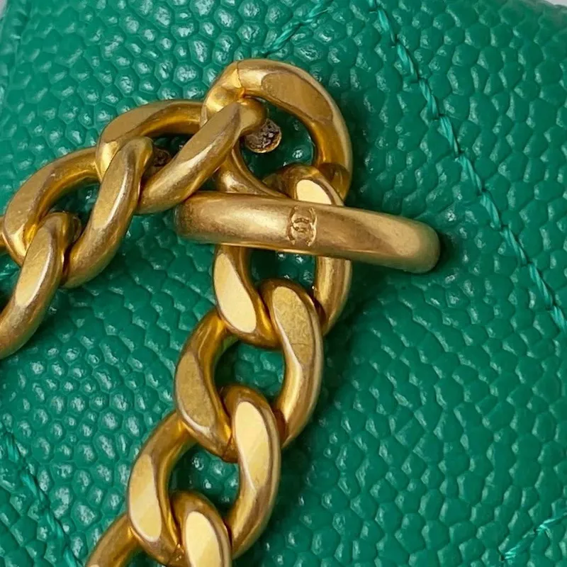 Chanel AS3830 Small Hobo Handbag Green Calfskin Gold