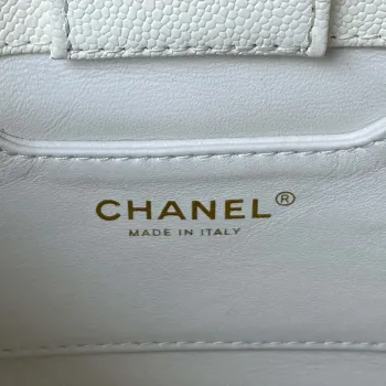 Chanel AS3830 Small Hobo Handbag White Calfskin Gold