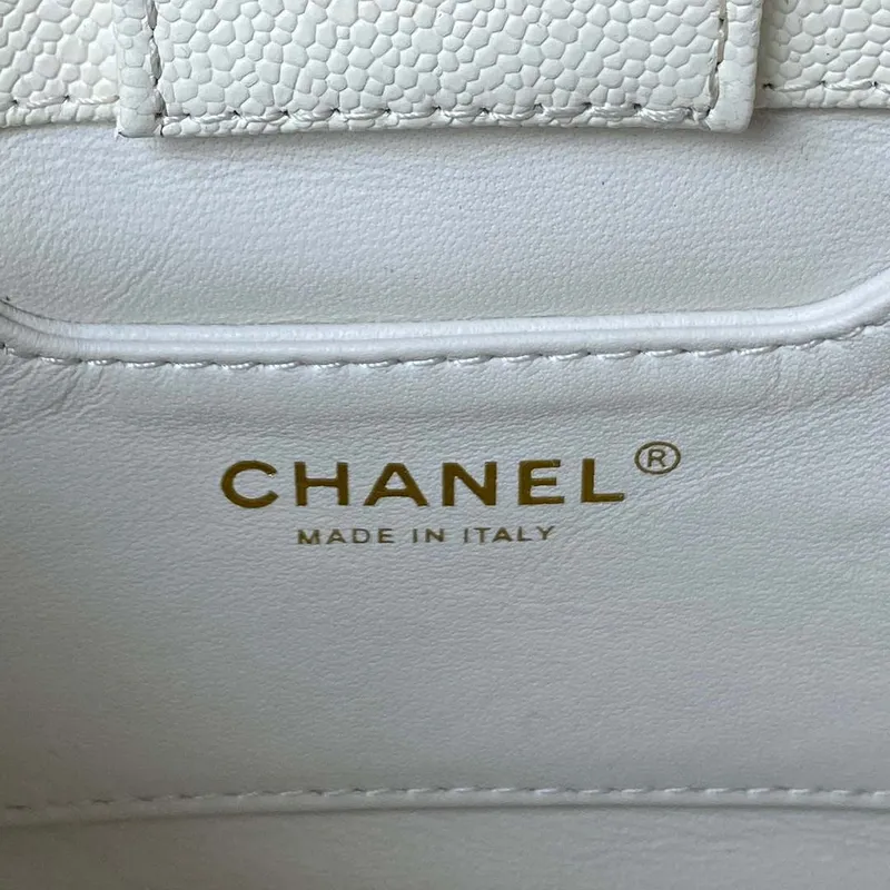 Chanel AS3830 Small Hobo Handbag White Calfskin Gold