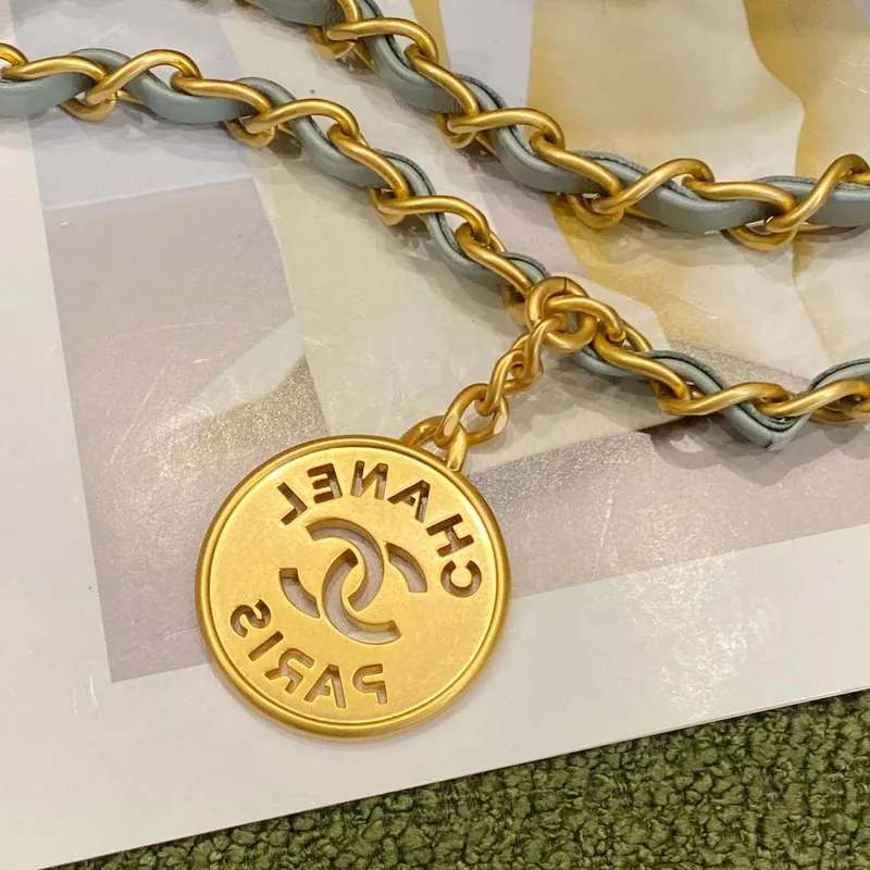 Chanel 22 Handbag Shiny Calfskin AS3261 Light Green Gold