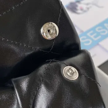 Chanel 22 Small Handbag Shiny Calfskin AS3260 Black with Silver Logo