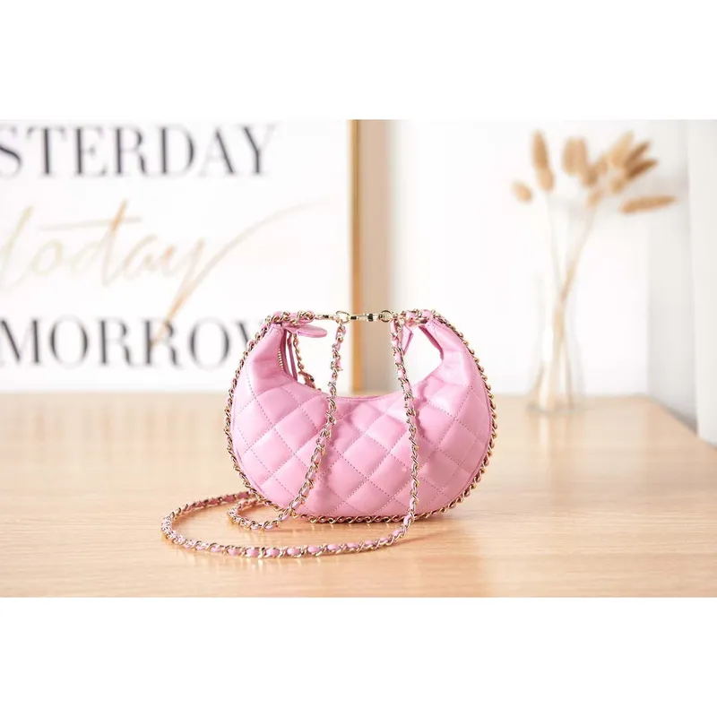 Chanel AS3917 Clutch With Chain Lambskin & Shiny Light Gold Metal Pink