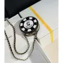 Chanel Ap3704 Clutch  With Chain Lambskin Enamel & Gold Tone Metal Black & White