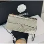 Chanel A8802 EVENING BAG Lambskin Sliver Metal Sliver