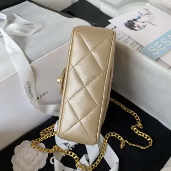 Chanel AS3829 Mini Flap Chain Bag Gold Lambskin Gold