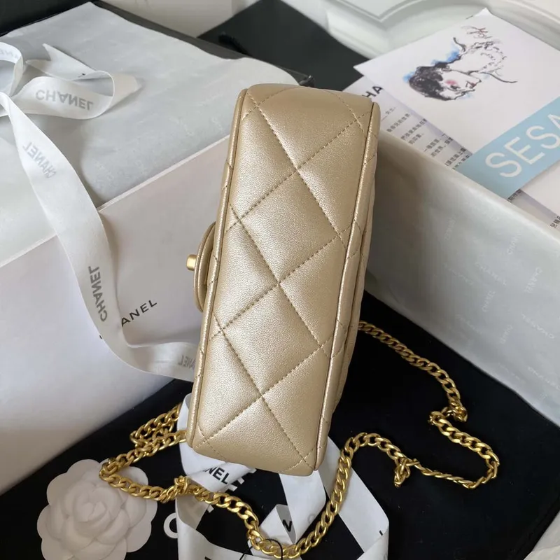 Chanel AS3829 Mini Flap Chain Bag Gold Lambskin Gold