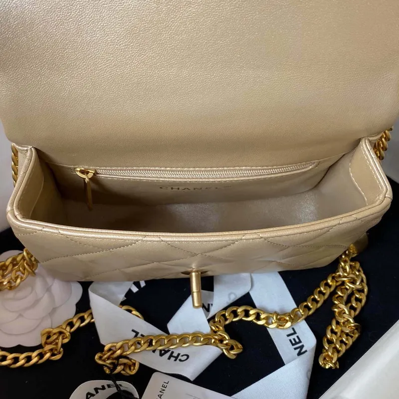 Chanel AS3829 Mini Flap Chain Bag Gold Lambskin Gold