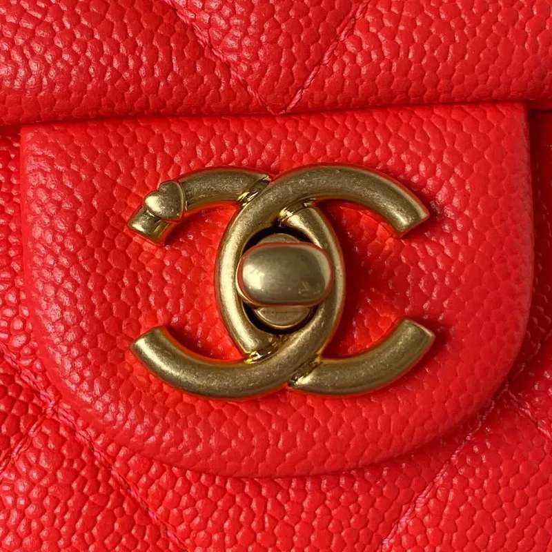 Chanel AS3829 Mini Flap Chain Bag Red Calfskin Gold