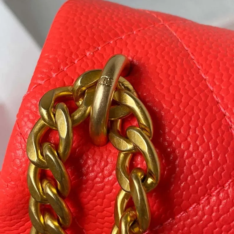 Chanel AS3829 Mini Flap Chain Bag Red Calfskin Gold