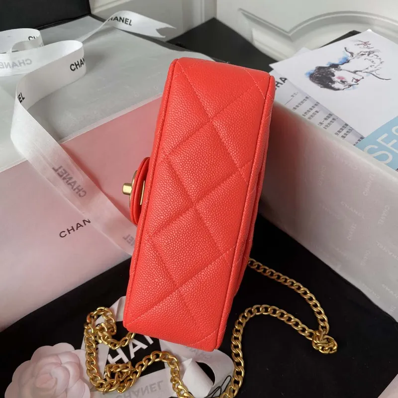 Chanel AS3829 Mini Flap Chain Bag Red Calfskin Gold