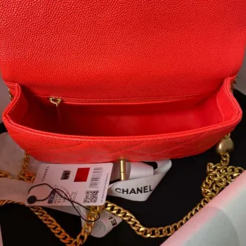 Chanel AS3829 Mini Flap Chain Bag Red Calfskin Gold