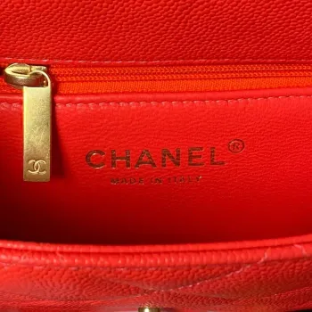 Chanel AS3829 Mini Flap Chain Bag Red Calfskin Gold