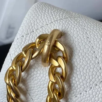 Chanel AS3829 Mini Flap Chain Bag White Calfskin Gold