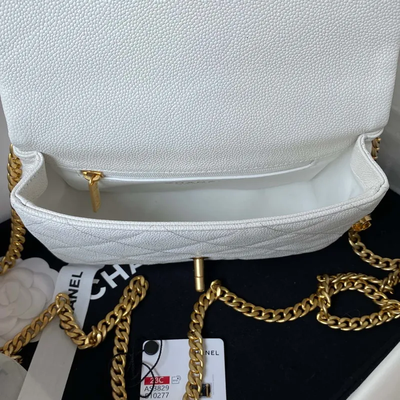 Chanel AS3829 Mini Flap Chain Bag White Calfskin Gold