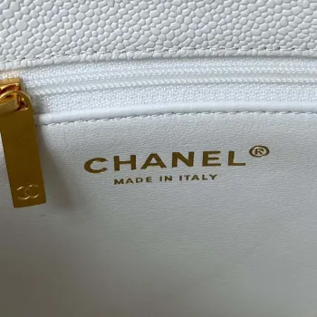 Chanel AS3829 Mini Flap Chain Bag White Calfskin Gold