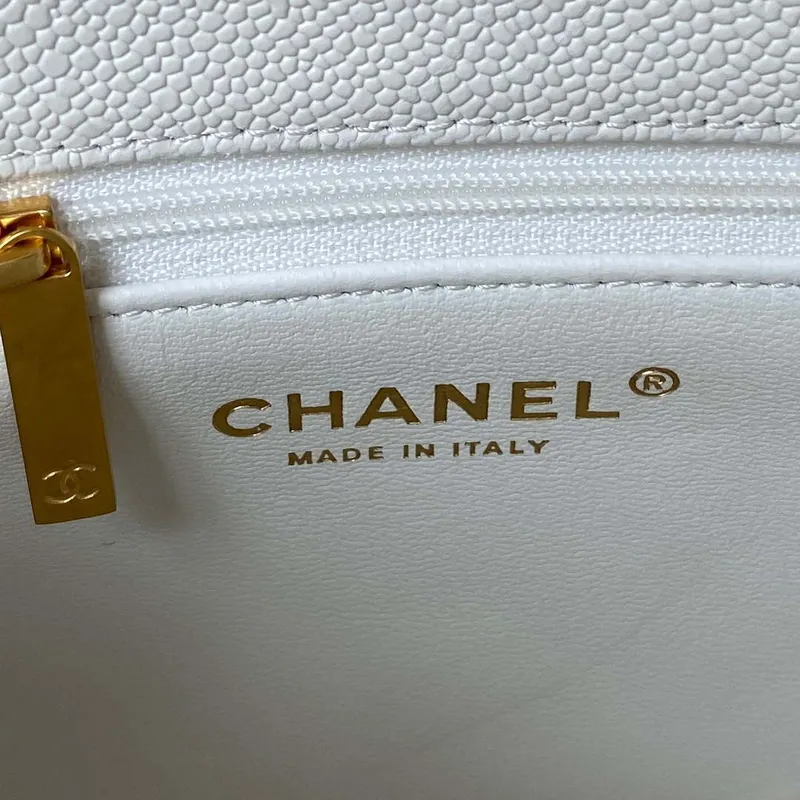 Chanel AS3829 Mini Flap Chain Bag White Calfskin Gold