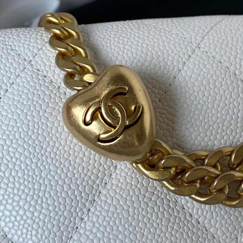 Chanel AS3829 Mini Flap Chain Bag White Calfskin Gold