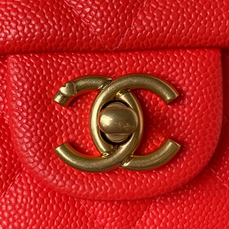 Chanel AS3828 Mini Flap Chain Bag Red Calfskin Gold