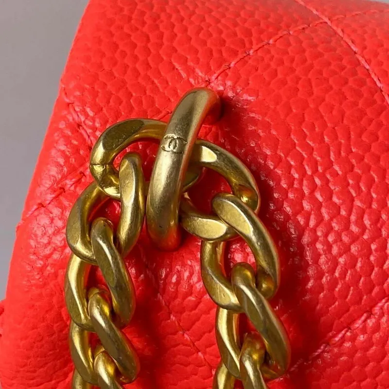 Chanel AS3828 Mini Flap Chain Bag Red Calfskin Gold