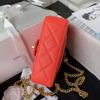 Chanel AS3828 Mini Flap Chain Bag Red Calfskin Gold