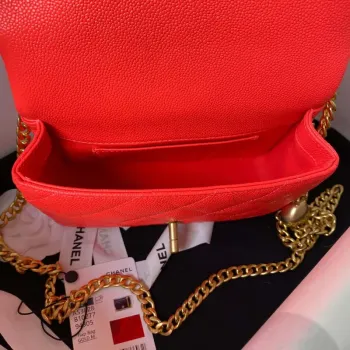 Chanel AS3828 Mini Flap Chain Bag Red Calfskin Gold