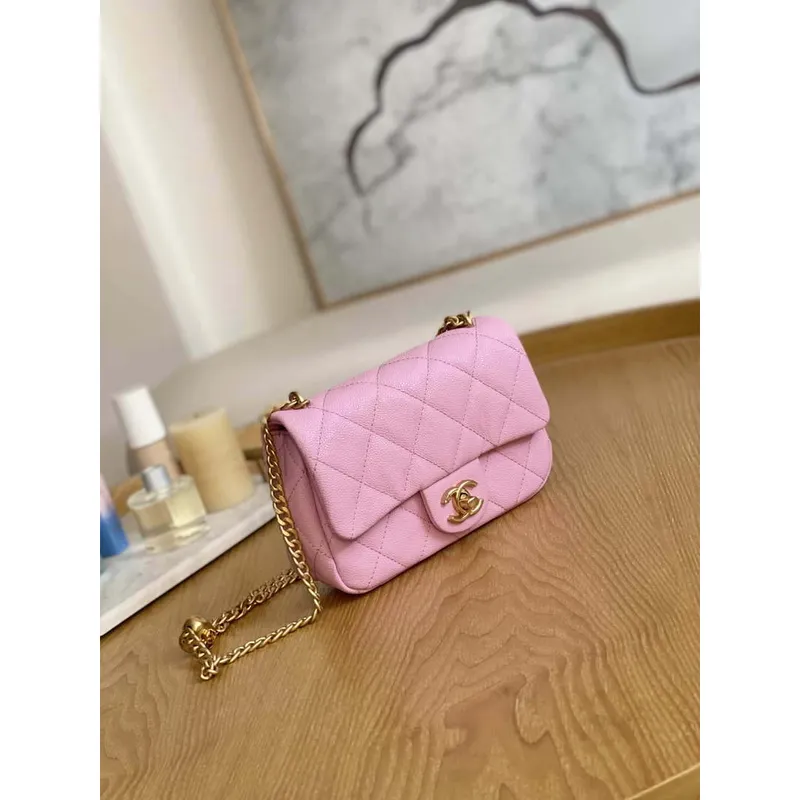Chanel AS3828 Mini Flap Chain Bag Pink Calfskin Gold