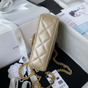 Chanel AS3828 Mini Flap Chain Bag Gold Lambskin Gold