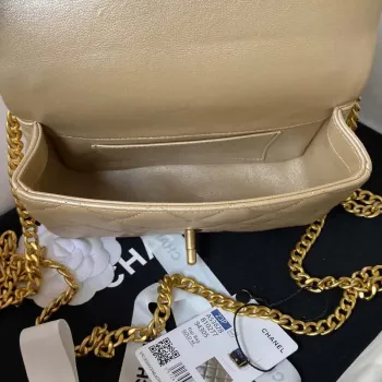 Chanel AS3828 Mini Flap Chain Bag Gold Lambskin Gold