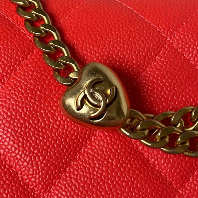 Chanel AS3921 Flap Chain Bag Red Calfskin Gold