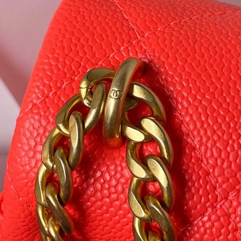 Chanel AS3921 Flap Chain Bag Red Calfskin Gold