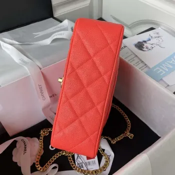 Chanel AS3921 Flap Chain Bag Red Calfskin Gold