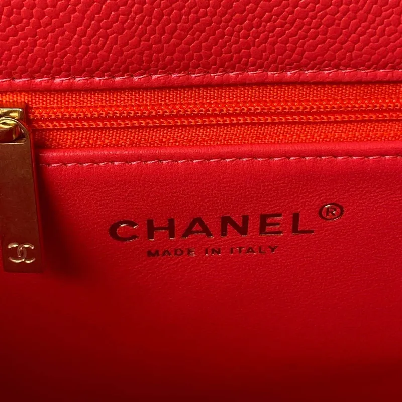 Chanel AS3921 Flap Chain Bag Red Calfskin Gold