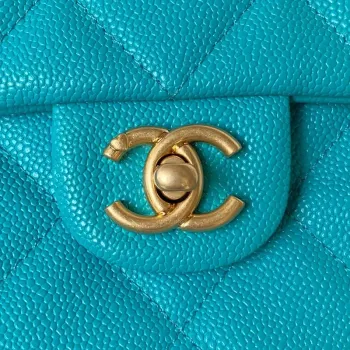 Chanel AS3921 Flap Chain Bag Blue Calfskin Gold