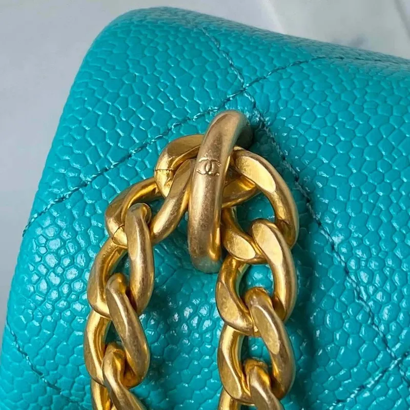 Chanel AS3921 Flap Chain Bag Blue Calfskin Gold