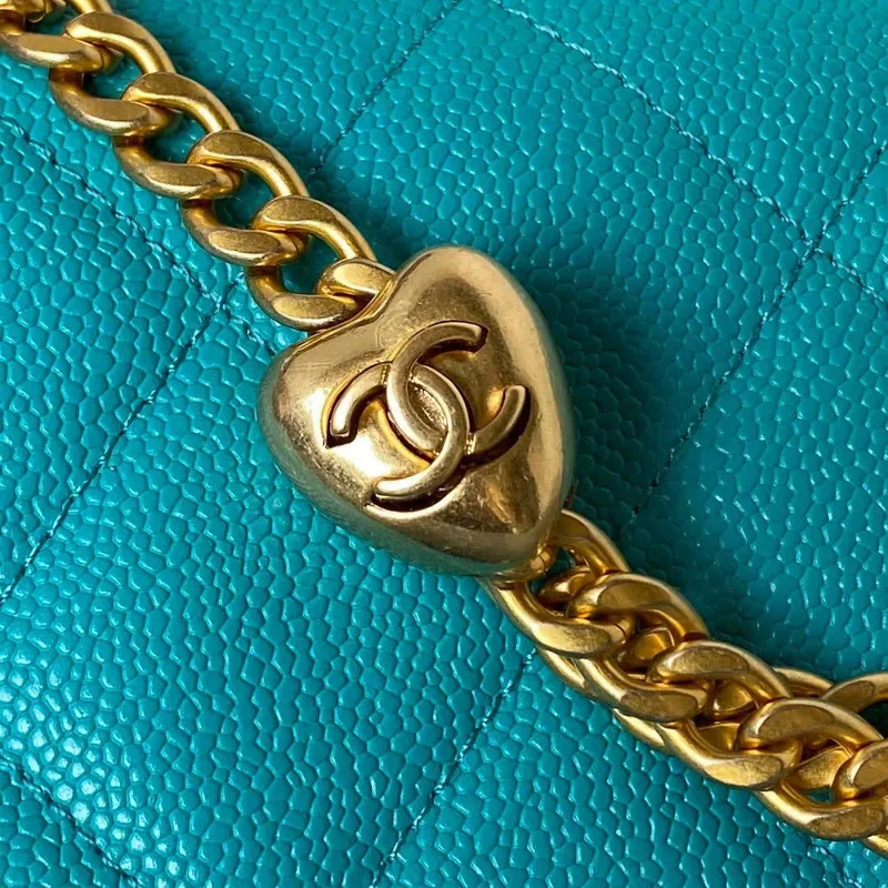 Chanel AS3921 Flap Chain Bag Blue Calfskin Gold