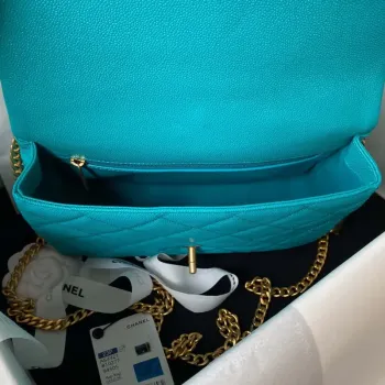 Chanel AS3921 Flap Chain Bag Blue Calfskin Gold