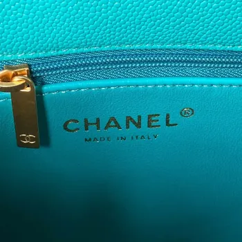 Chanel AS3921 Flap Chain Bag Blue Calfskin Gold