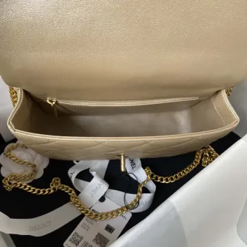 Chanel AS3921 Flap Chain Bag Gold Lambskin Gold